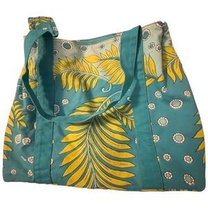 Graham Kandiah NY Teal and Yellow Cotton Purse. India